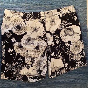 Talbots Black and White Floral Shorts